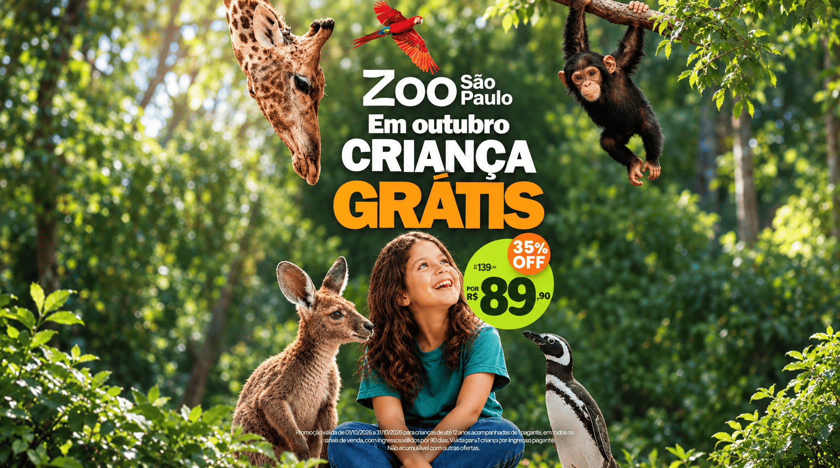 Em outubro criança grátis — Zoo São Paulo