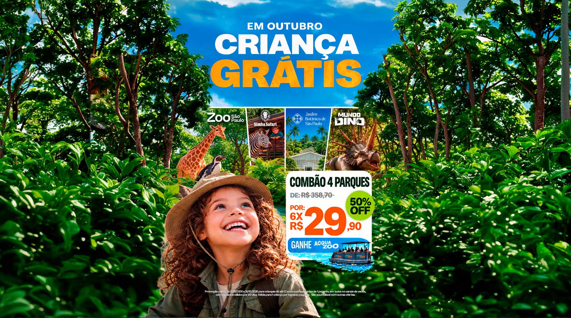 Em outubro criança grátis — Combão 4 parques